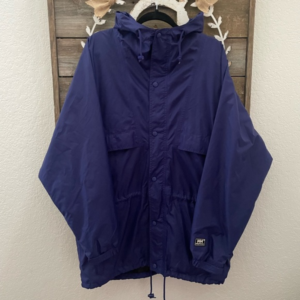 VTG Helly Hansen purple blueā hooded windbreaker jacket packable size L
